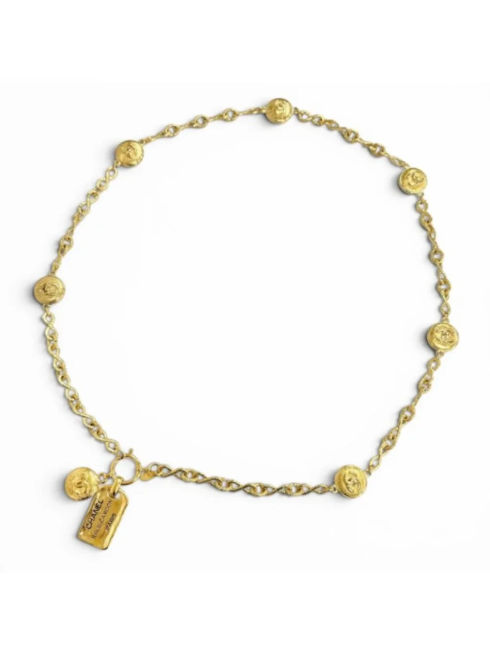 Chanel Vintage 31 Rue Cambon Coco Button Chain Belt Gold Recommended